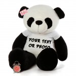 Giant Personalized Panda Teddy Bear Soft Toy wearing Customized Photo and Message Tshirt